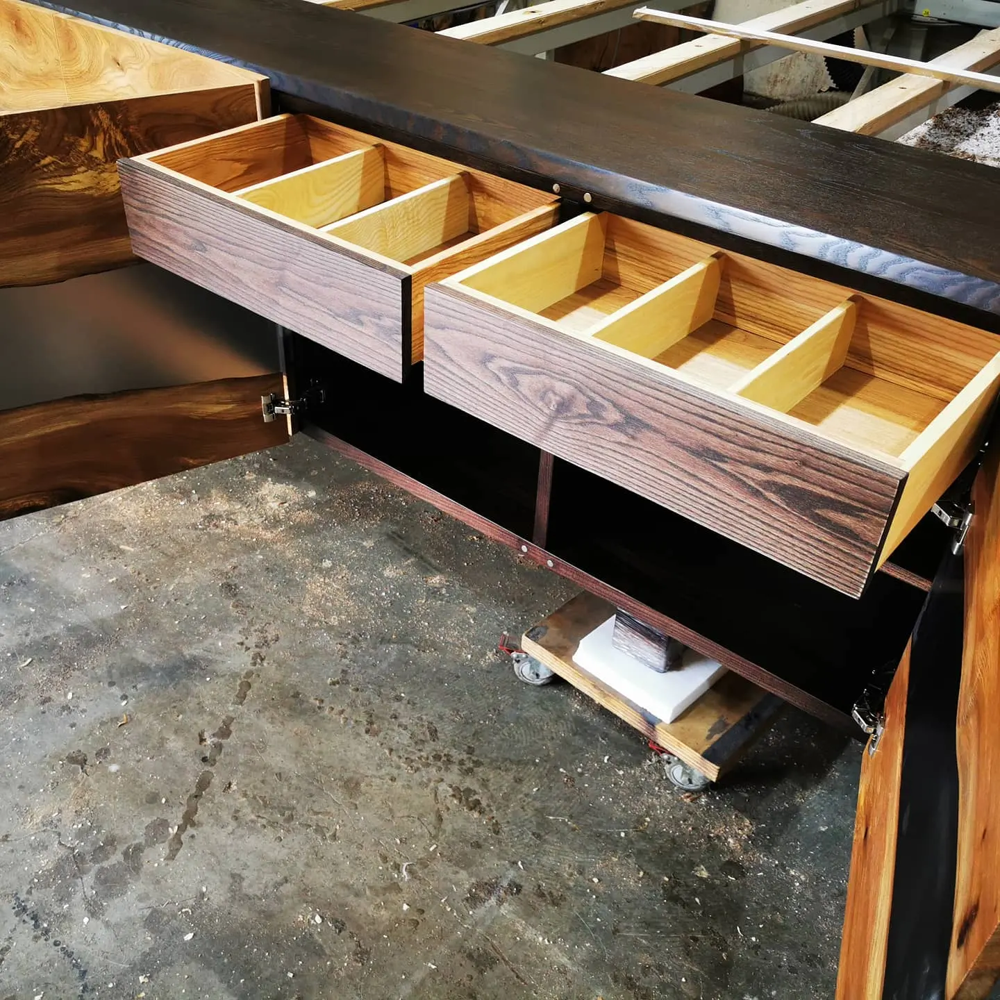 Ash Sideboard with live edge Elm Doors — Progress photo