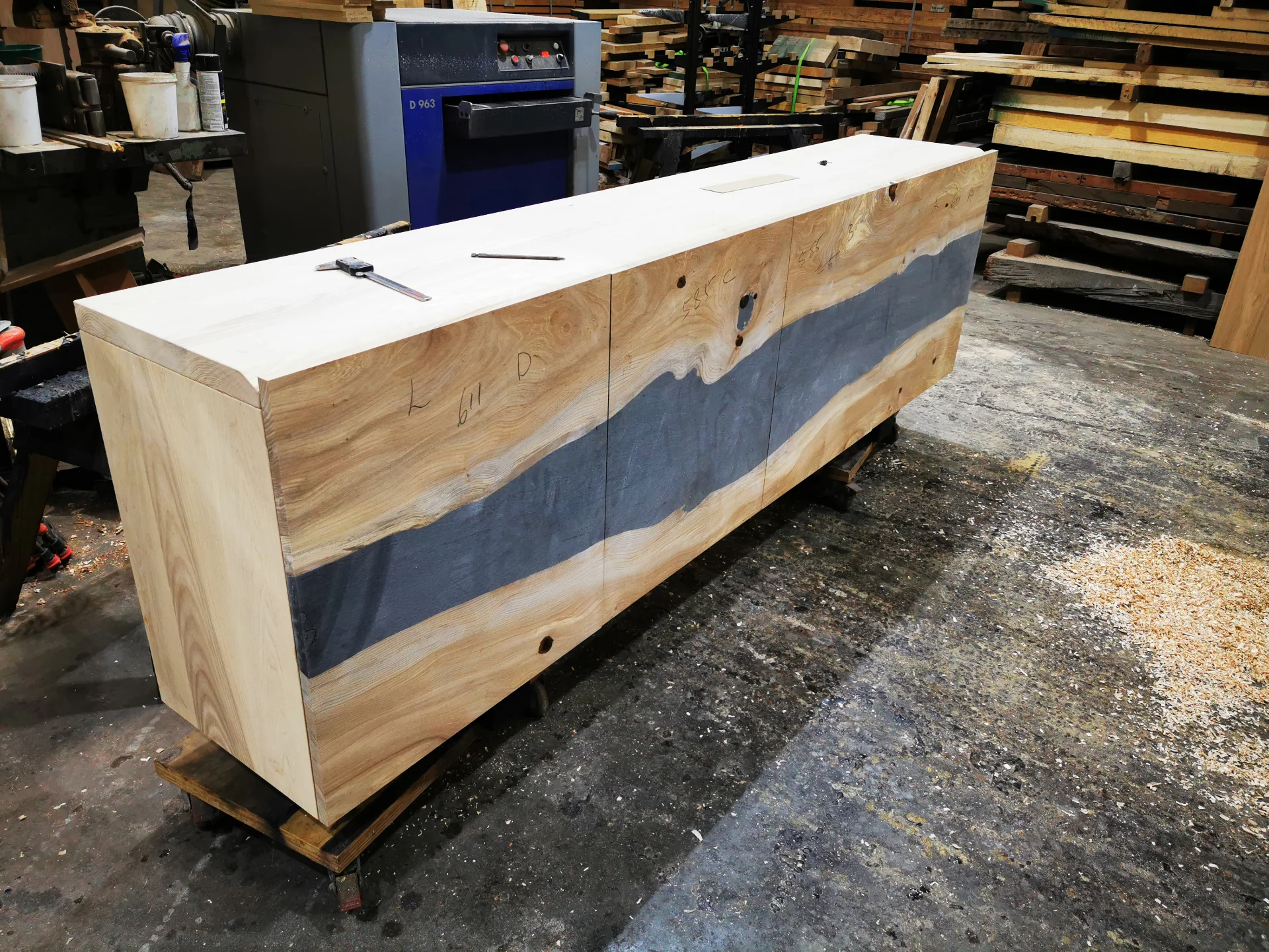 Ash Sideboard with live edge Elm Doors — Progress photo
