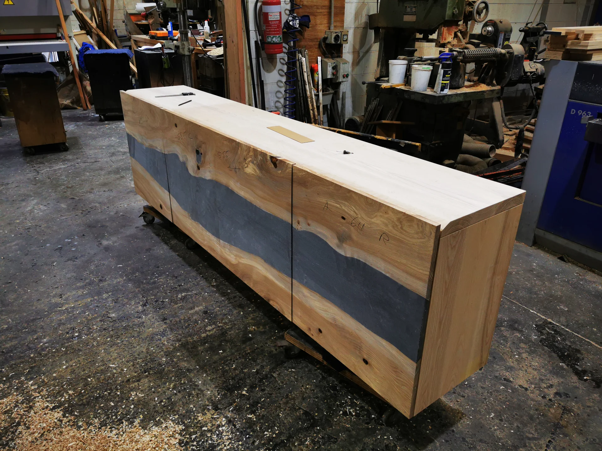 Ash Sideboard with live edge Elm Doors — Progress photo