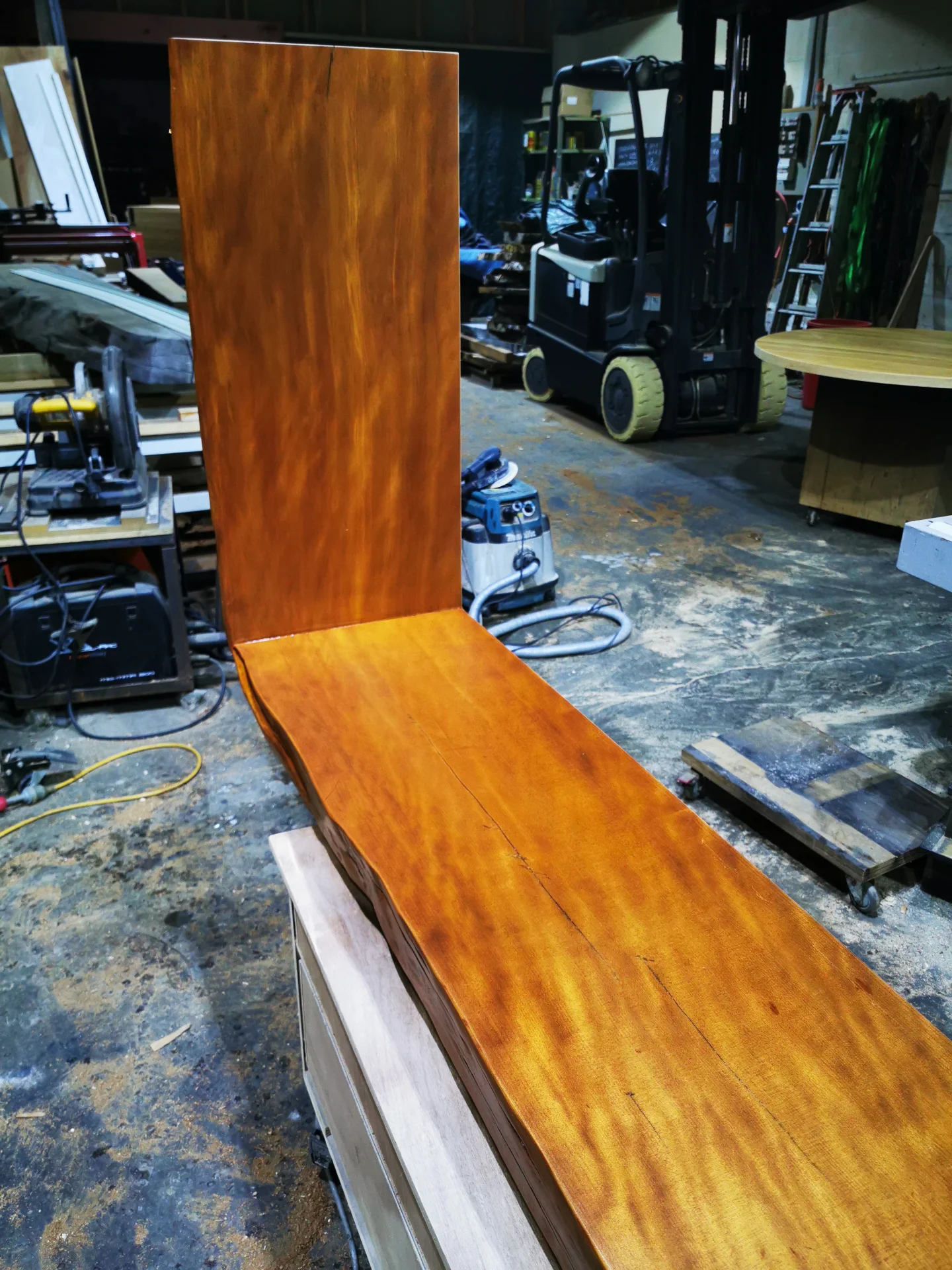 Swamp Kauri Hall table with waterfall legs — Progress photo