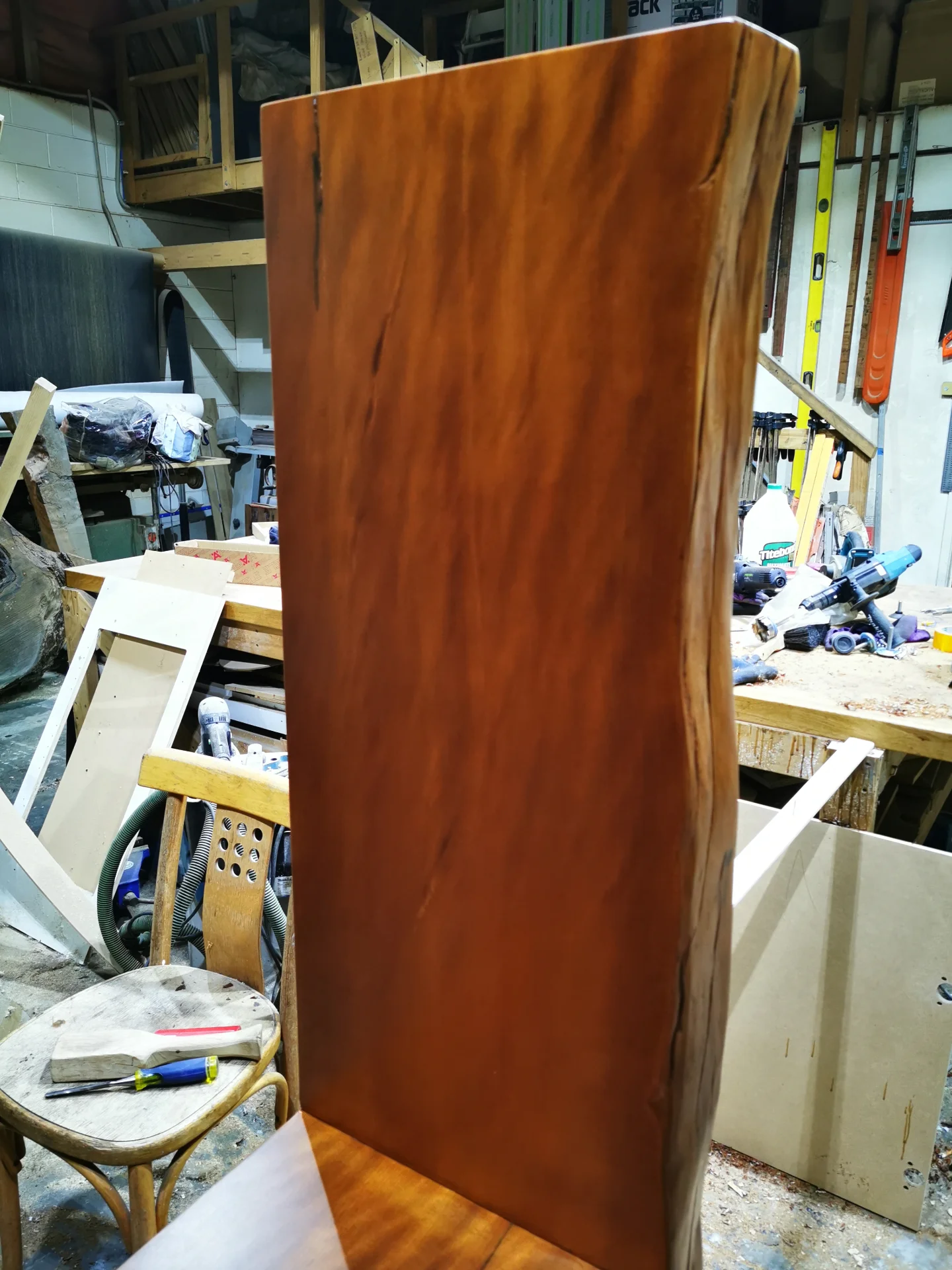 Swamp Kauri Hall table with waterfall legs — Progress photo