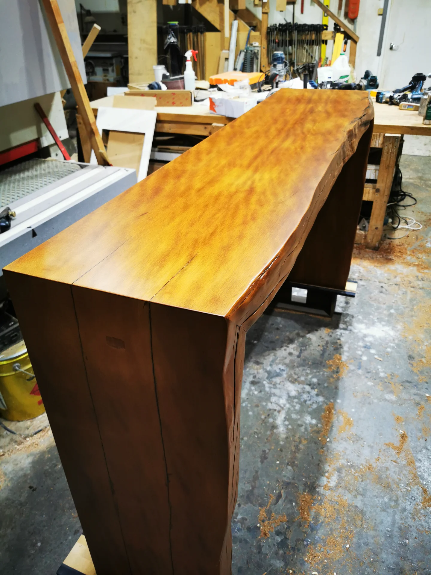 Swamp Kauri Hall table with waterfall legs