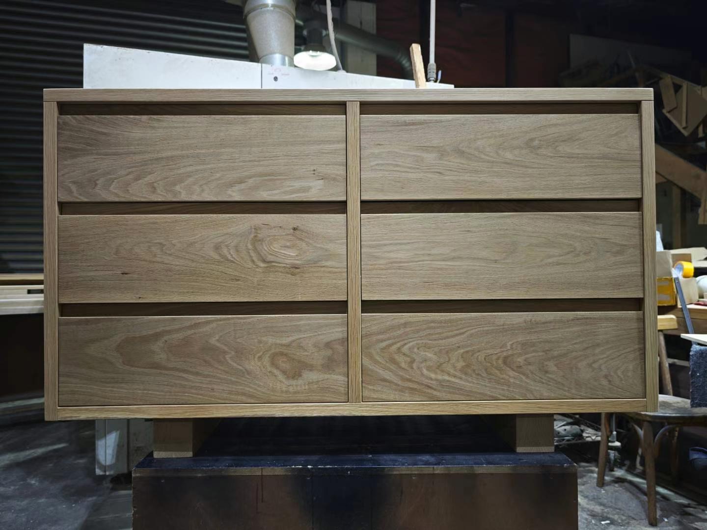 Handcrafted dresser in the workshop