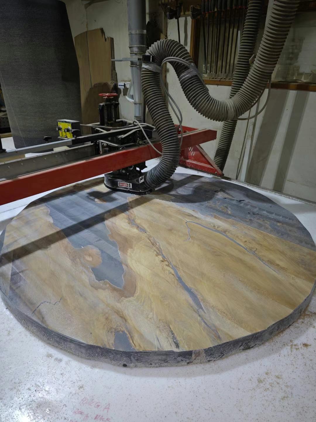 Sanding and finishing the Kauri and epoxy resin surface