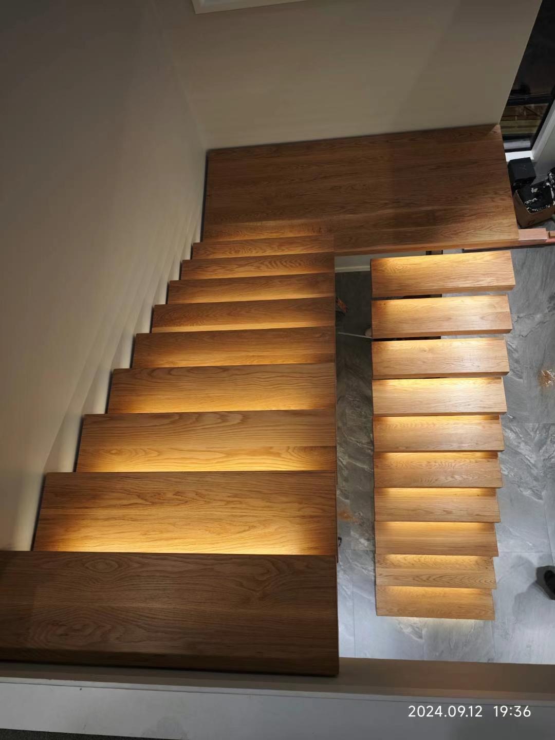 Floating staircase installed in modern home