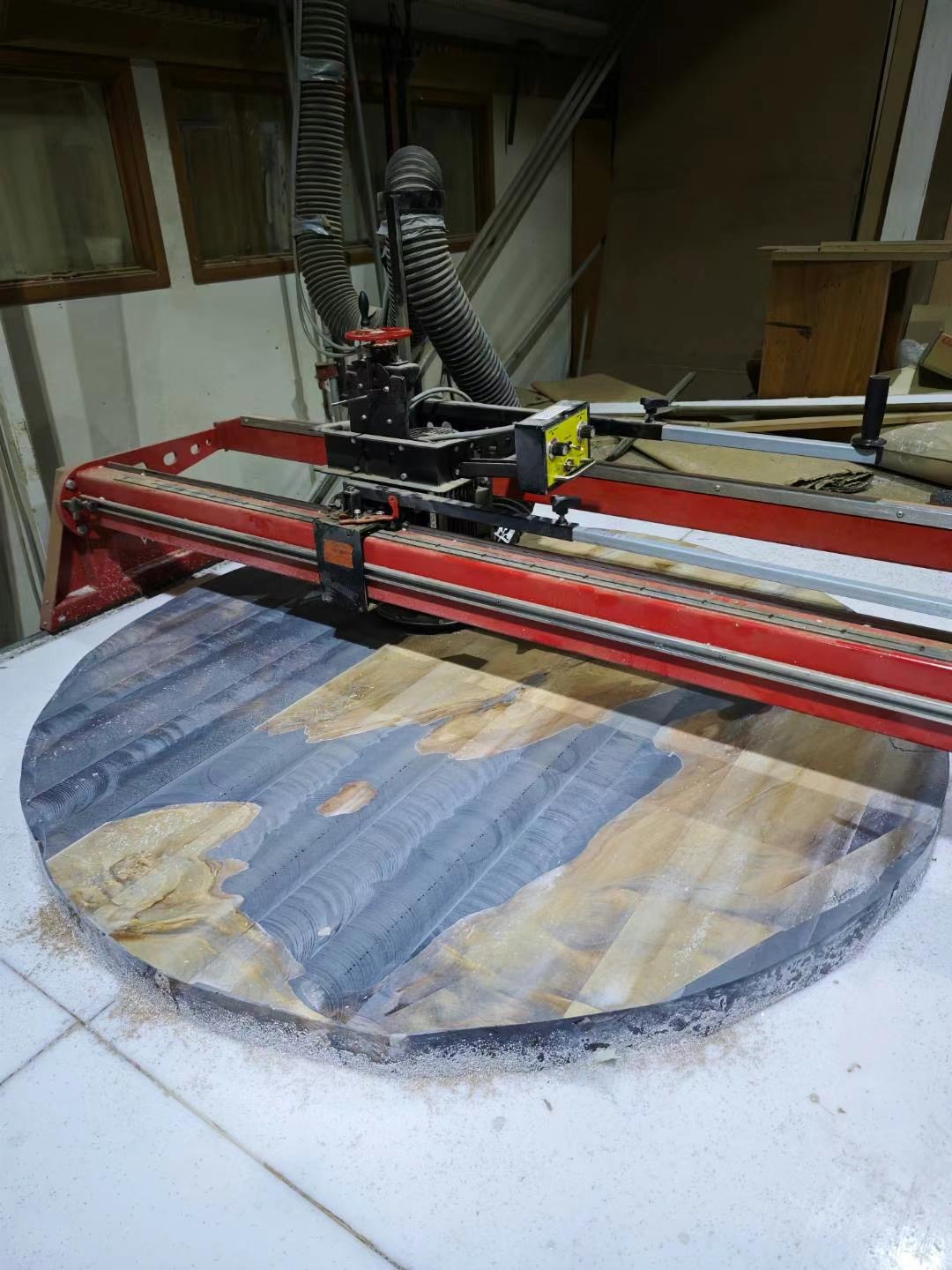 Epoxy resin river table with dark pour