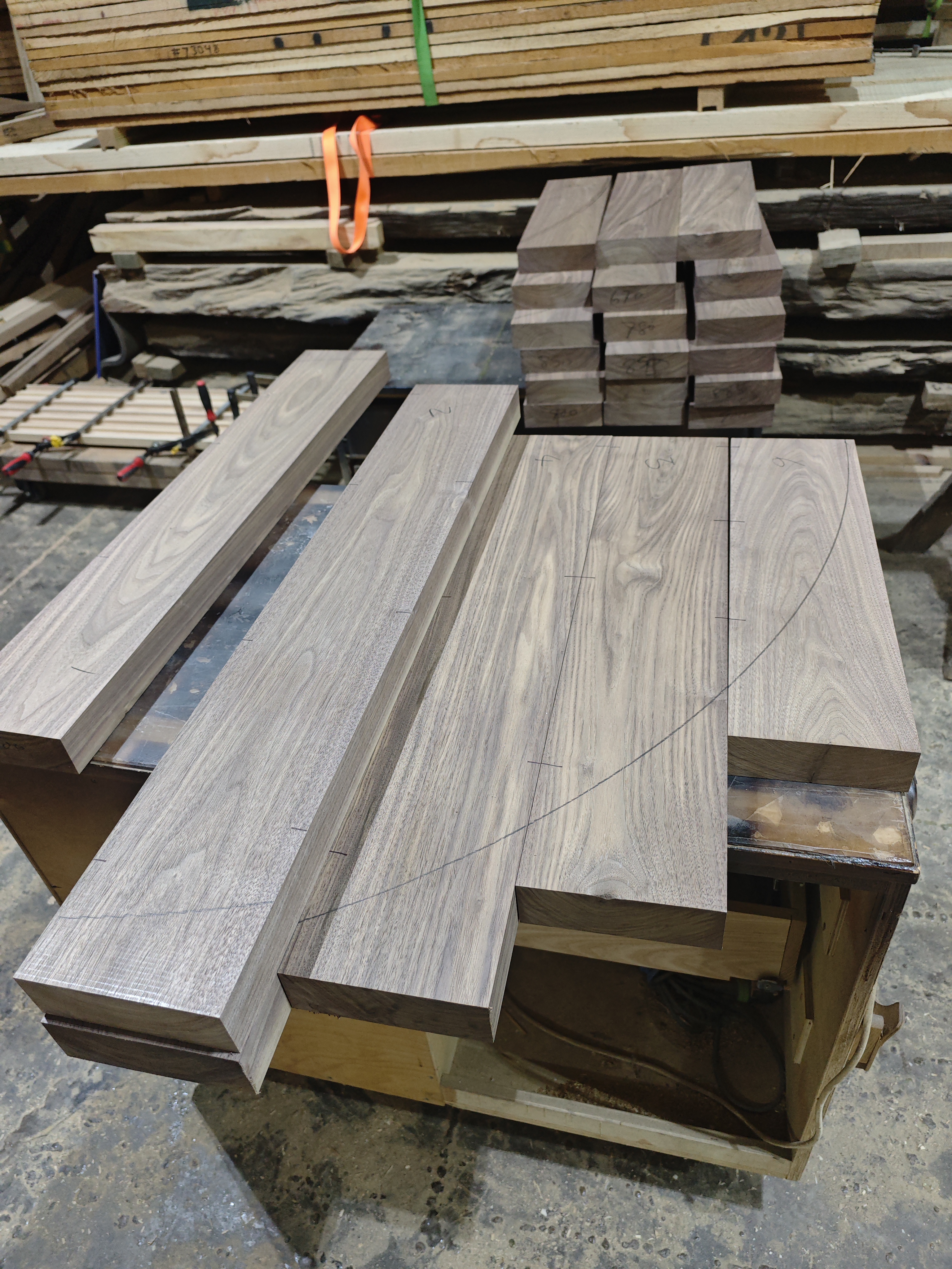 American black walnut round dining table 1800 — Progress photo