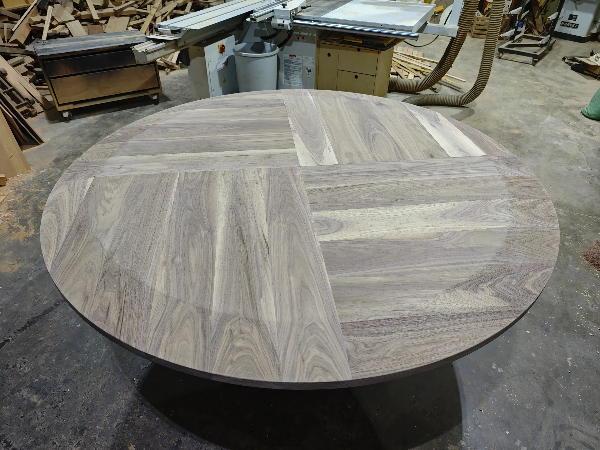 American black walnut round dining table 1800 — Progress photo