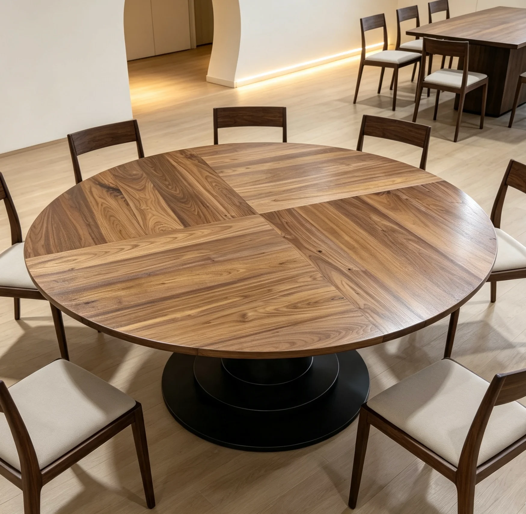 American black walnut round dining table 1800 — latest progress