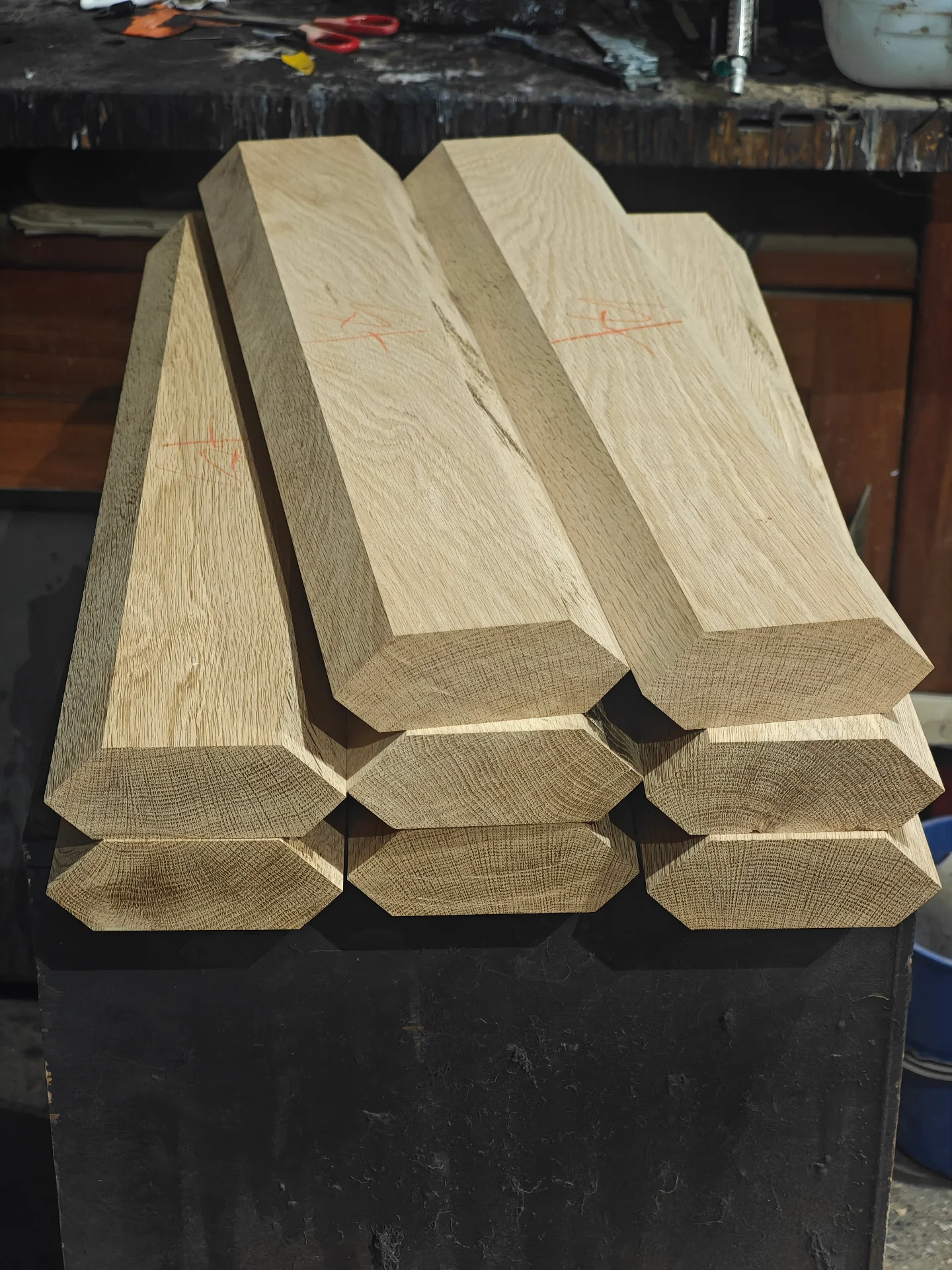 Custom white oak dining table 3600*1200 — Progress photo