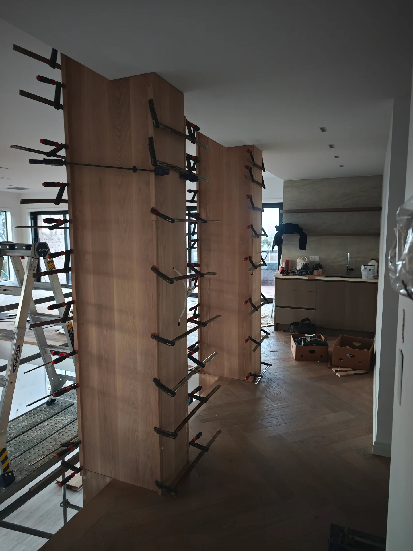 Wainscoting pillars with soild white oak — Progress photo