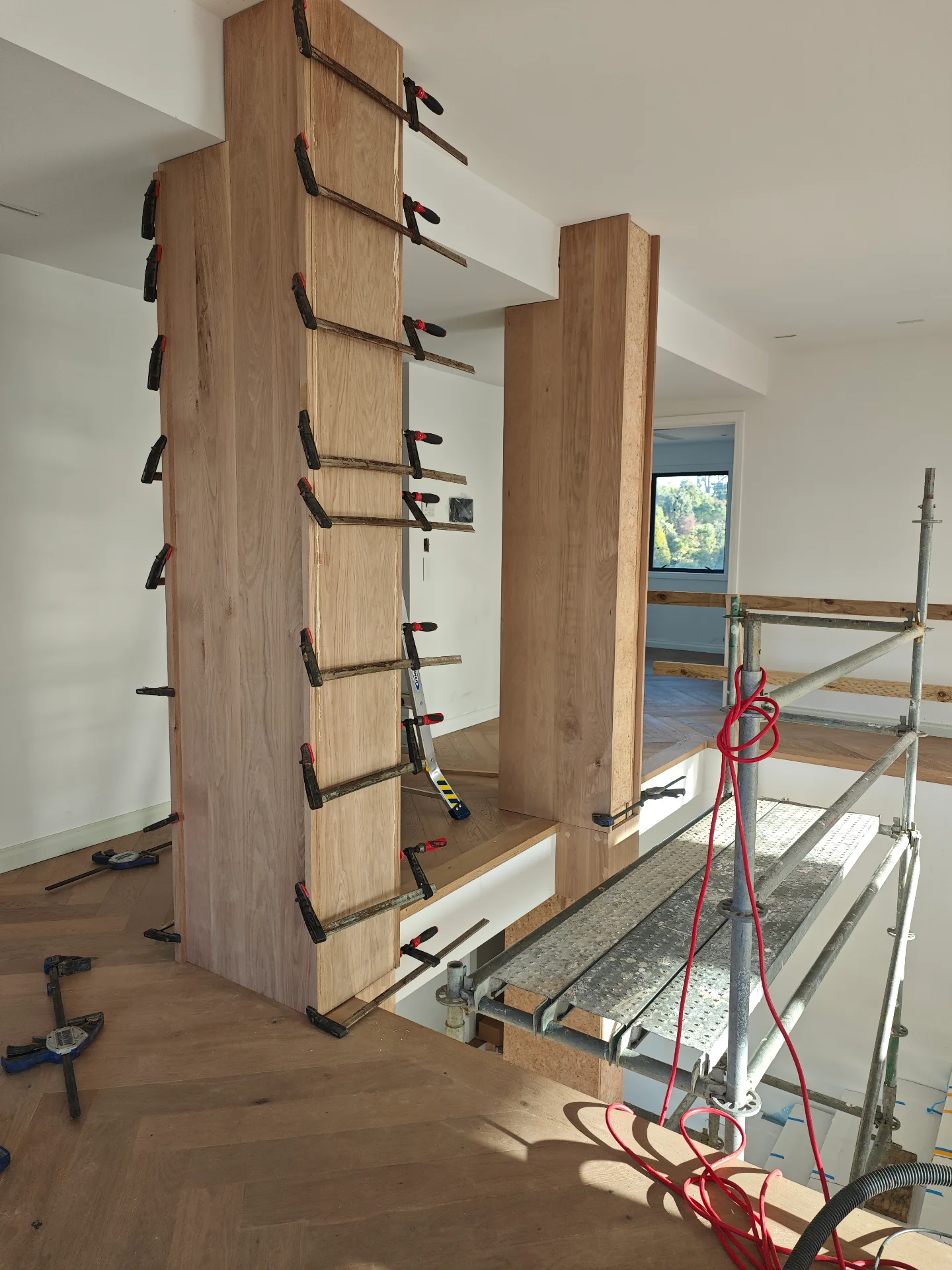 Wainscoting pillars with soild white oak — Progress photo