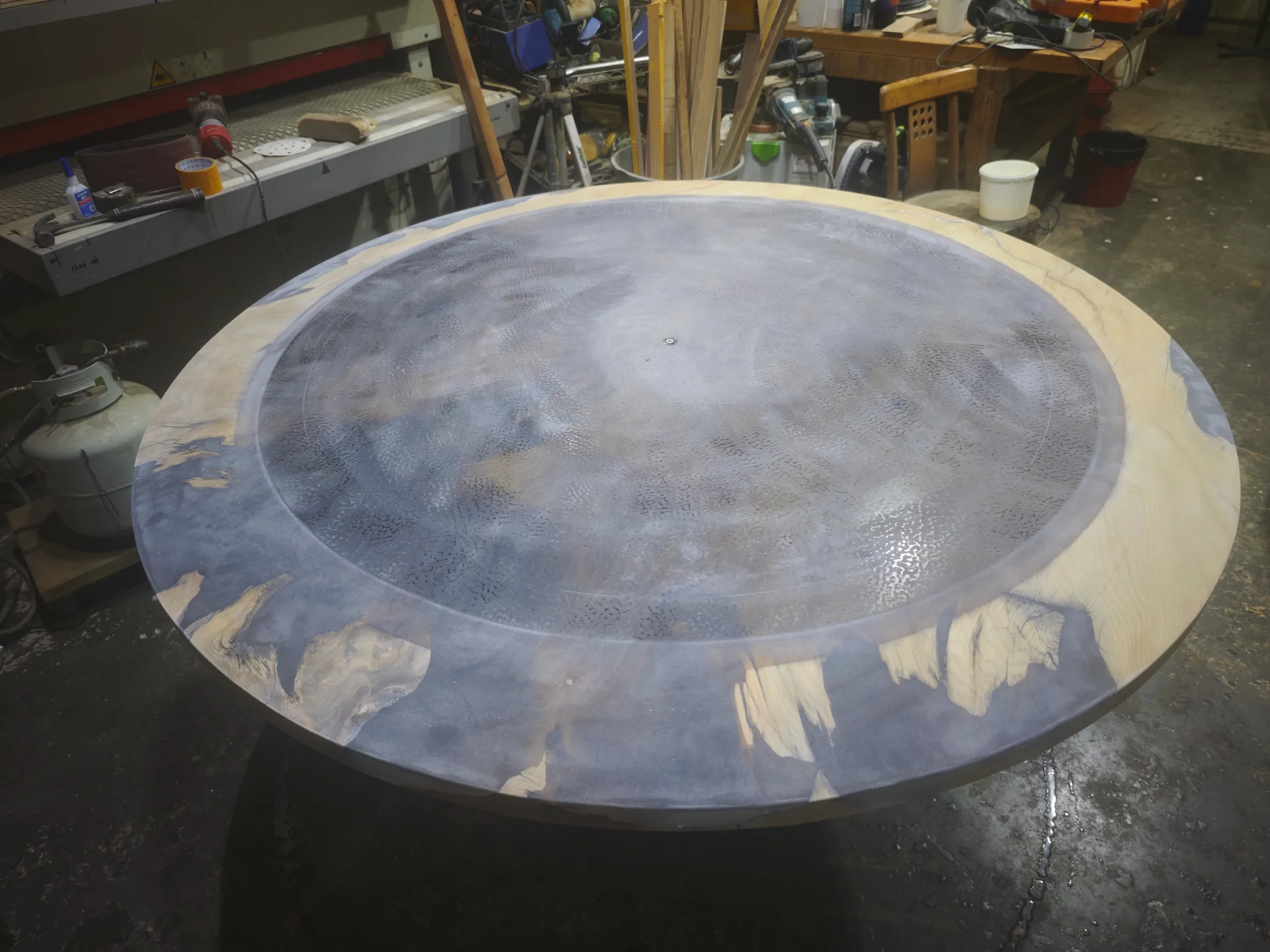Weis round kauri table — Progress photo