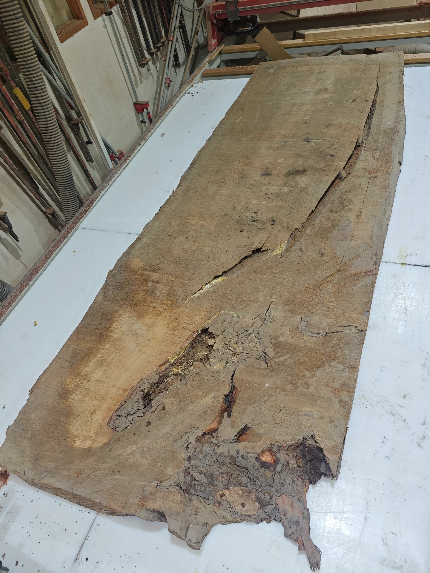 Custom made swamp kauri dining table Whitford — latest progress