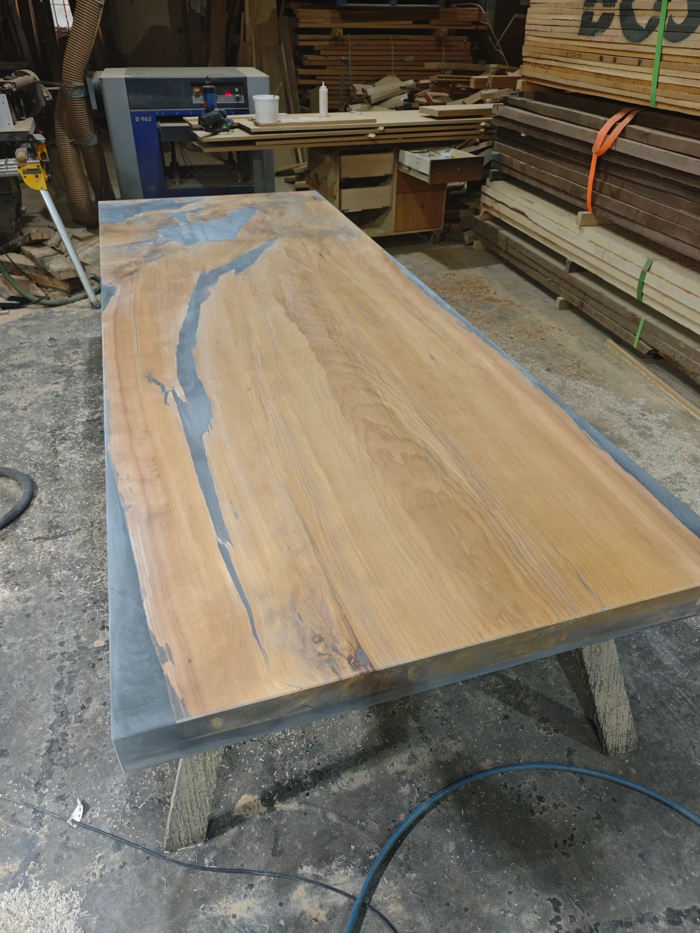 Custom made swamp kauri dining table Whitford — Progress photo