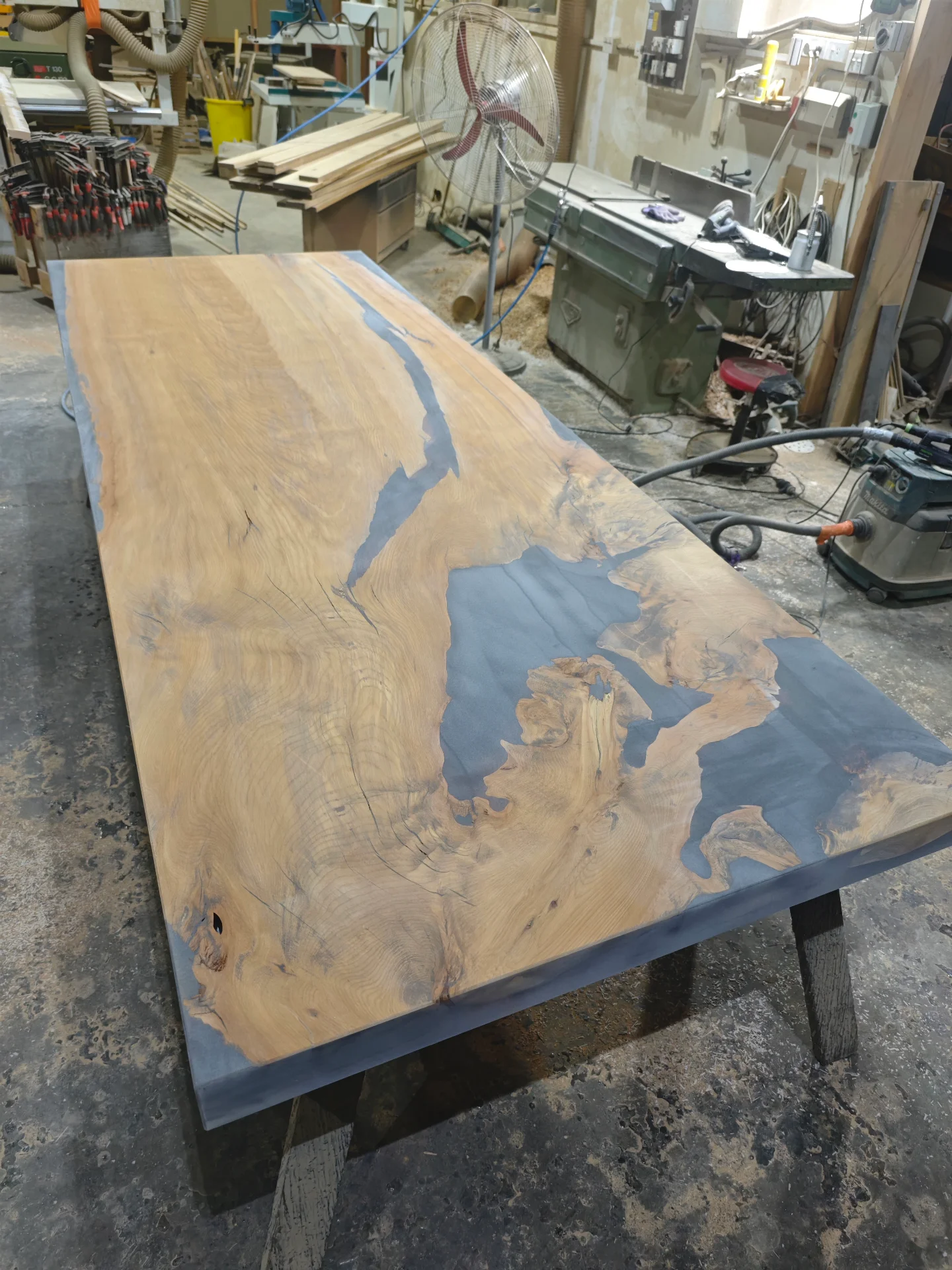 Custom made swamp kauri dining table Whitford — Progress photo
