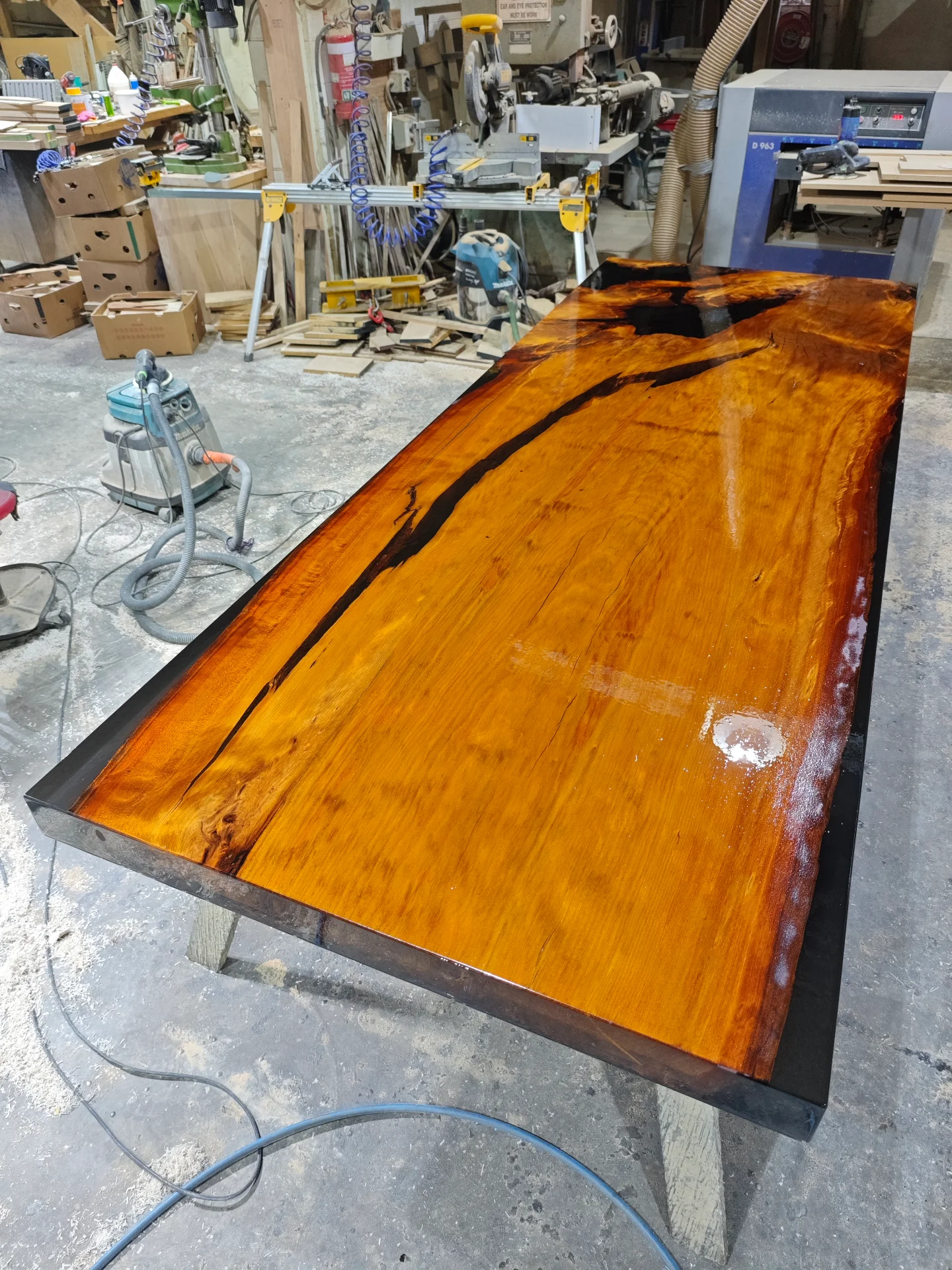 Custom made swamp kauri dining table Whitford — Progress photo