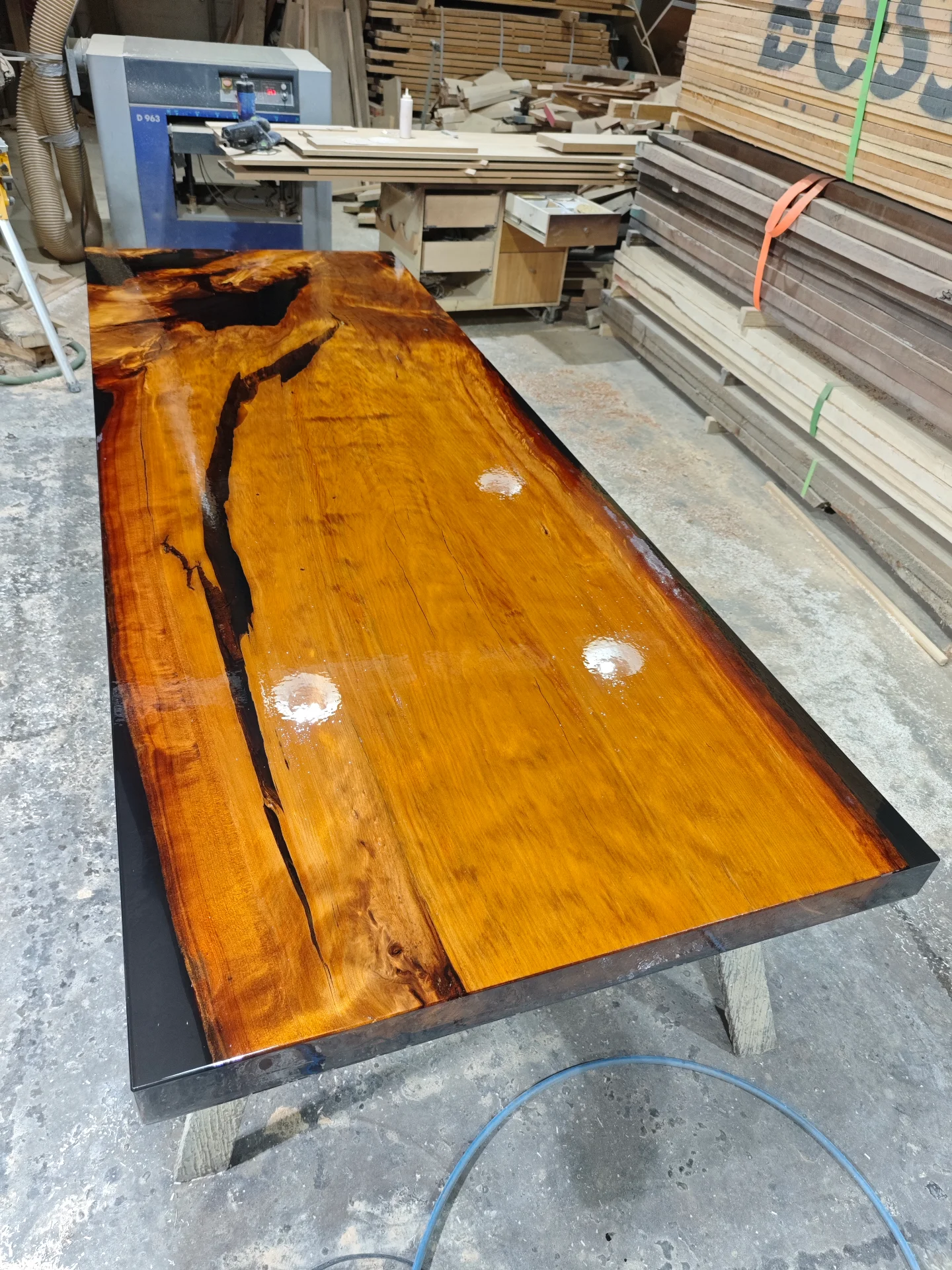 Custom made swamp kauri dining table Whitford — Progress photo