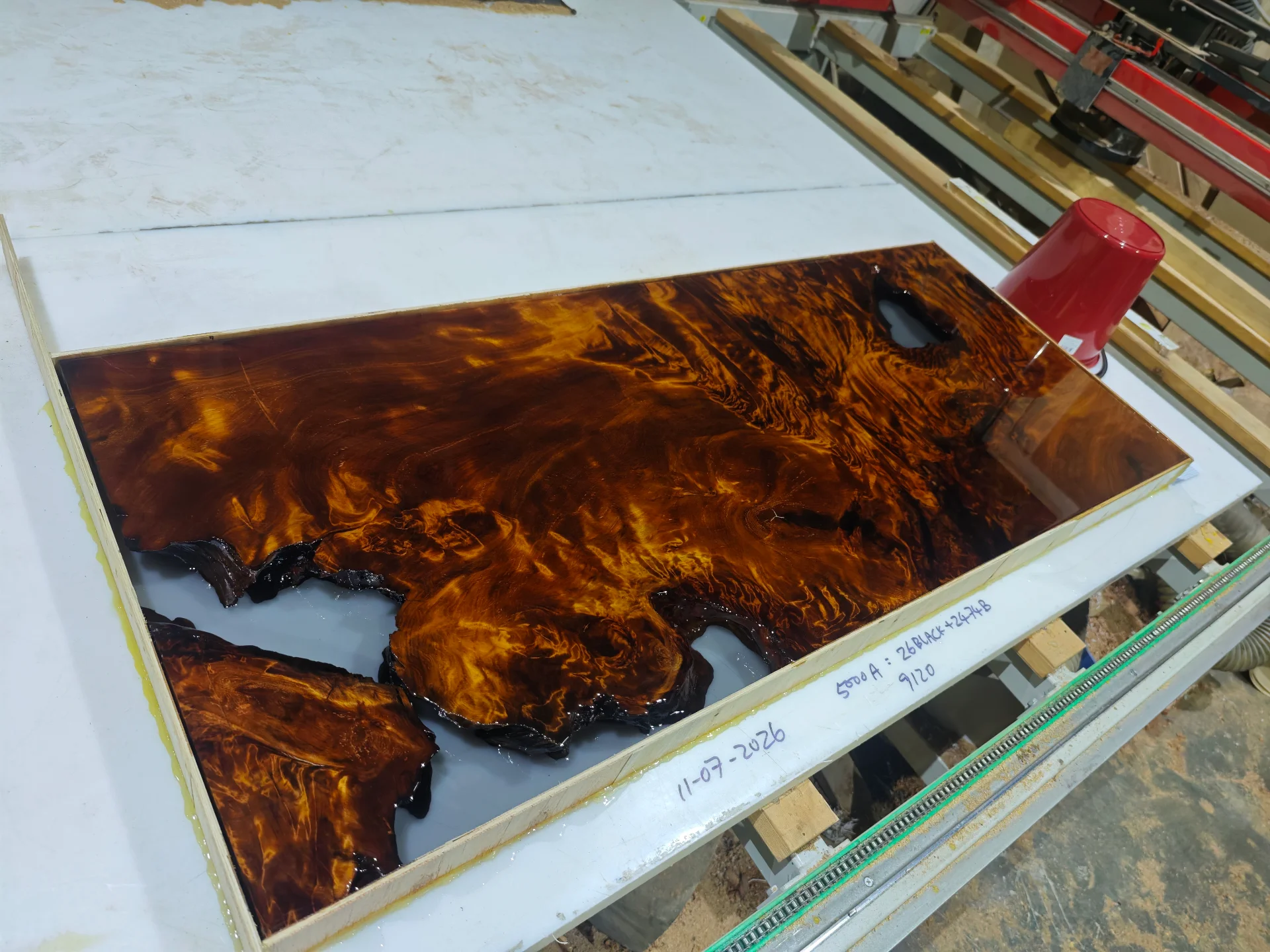 Swamp Kauri breakfast bar top — latest progress