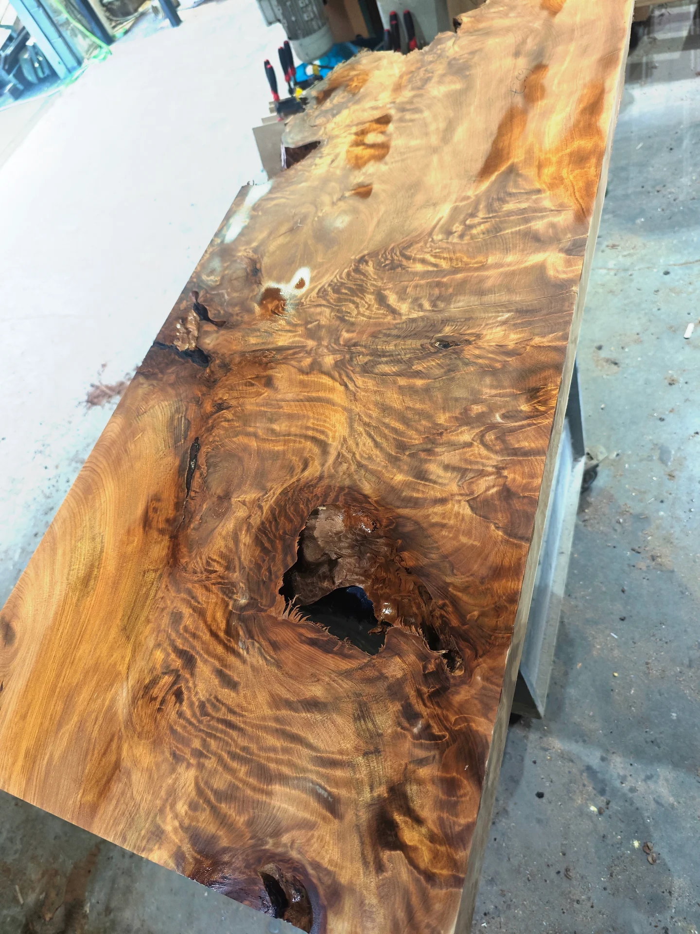 Swamp Kauri breakfast bar top — Progress photo