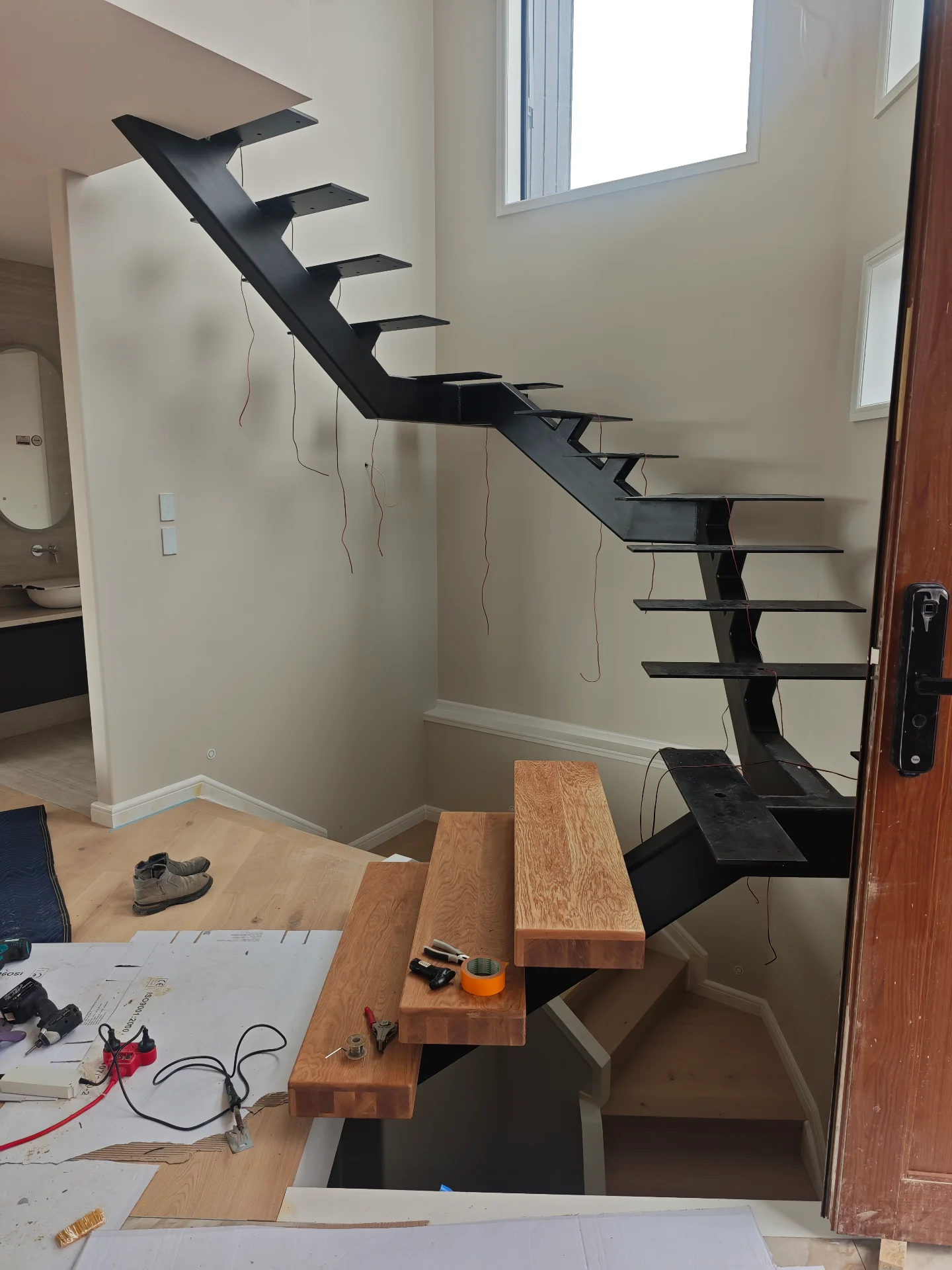 Floating stair treads in Armstrong Ave. — Progress photo