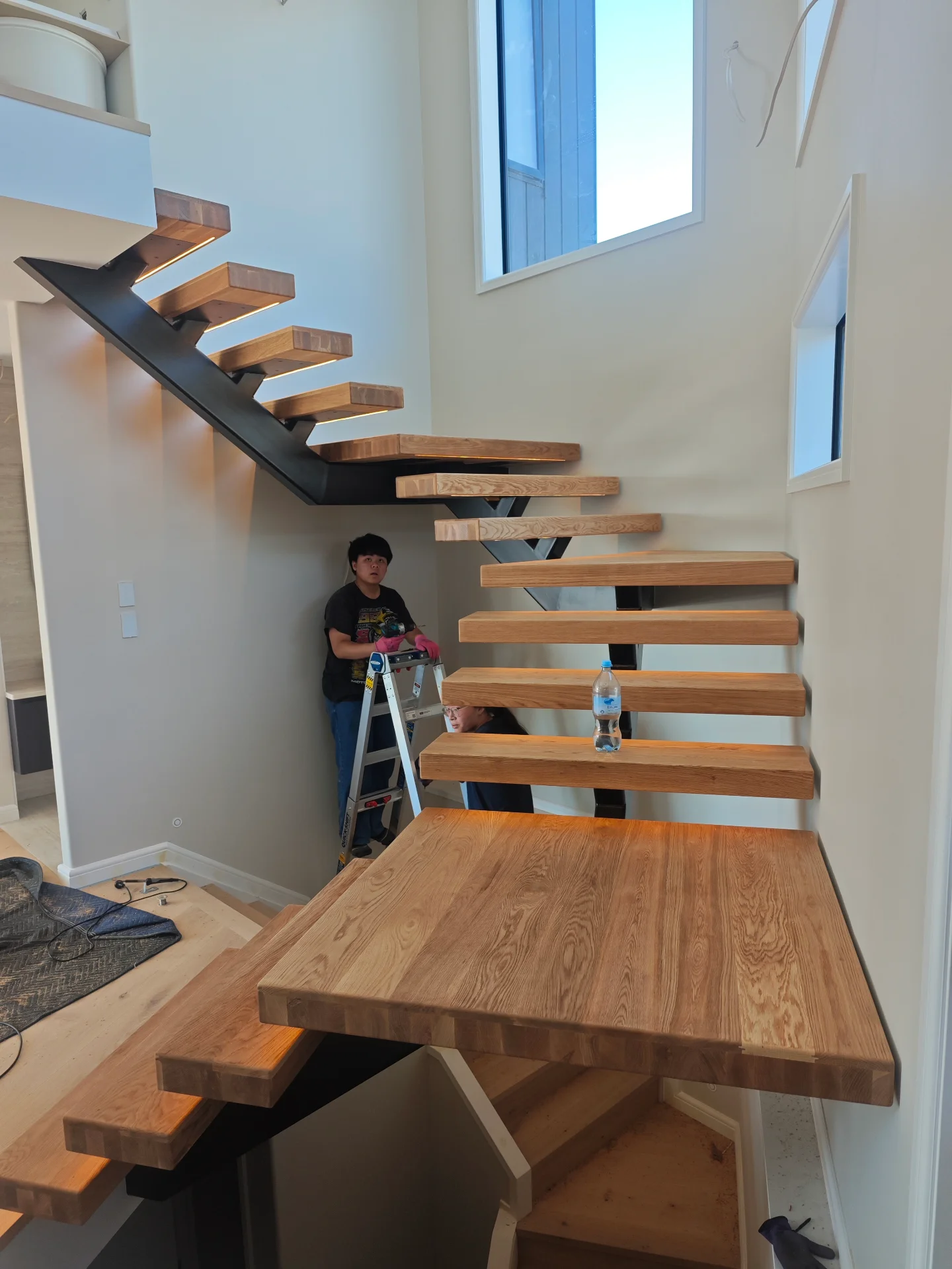Floating stair treads in Armstrong Ave. — Progress photo