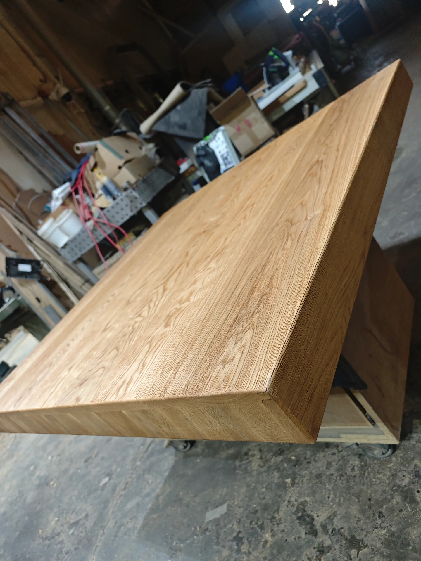 Custom white oak stair treads and landing — Progress photo