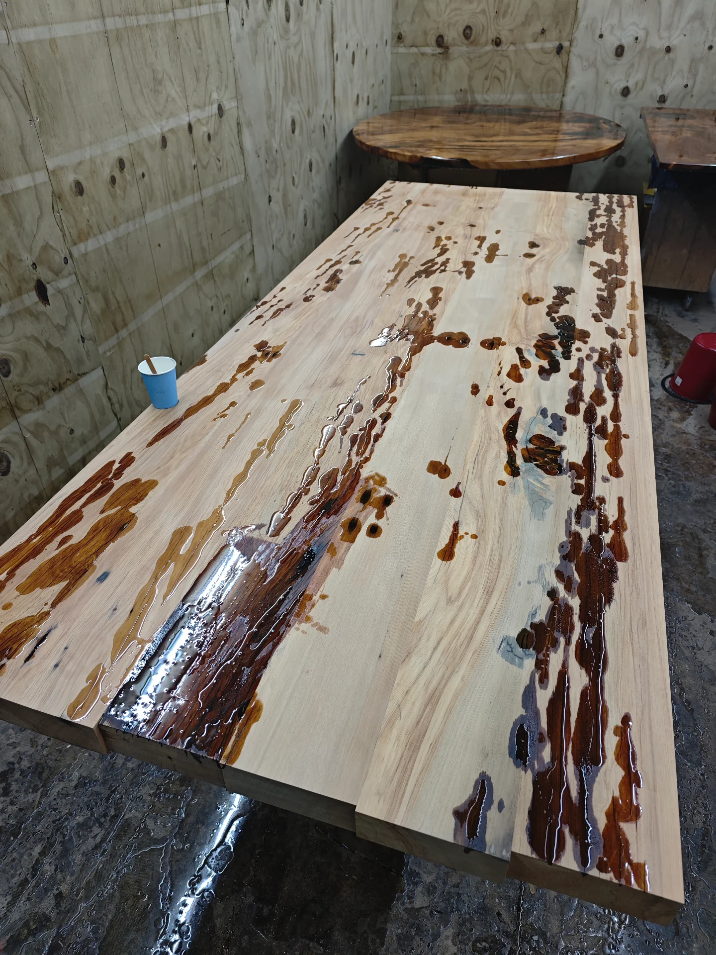 Hayley recycled rimu dining table — Progress photo
